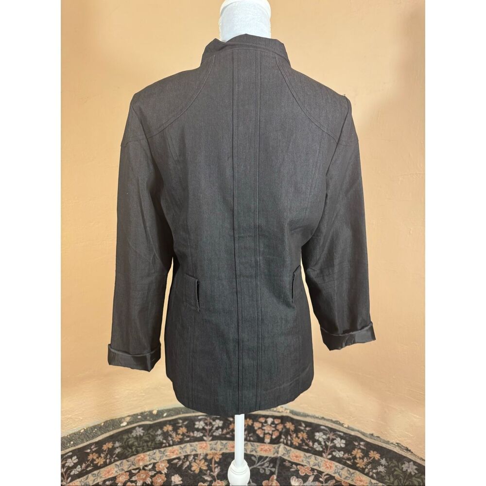 Appraisal Black Denim Utility Jacket | Size L | Multi-Pocket | Silver Snap Closu - Picture 3 of 6